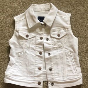 Girls white jean vest